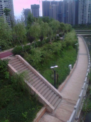 郴江河生態混凝土遠景效果